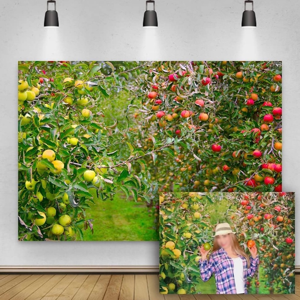 Apple garden vinyl backdrop 7x5 ft